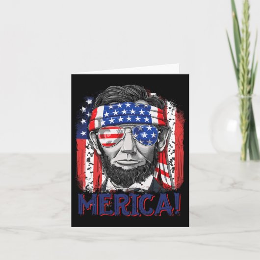 7月のリンカーン4thメリカ男性女性アメリカ国旗 カード (正面)