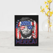 7月のリンカーン4thメリカ男性女性アメリカ国旗 カード (黄色い花)