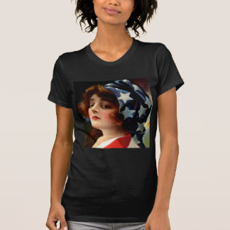 7月のヴィンテージの愛国心が強い芸術の女性第4に印を付けて下さい Tシャツ