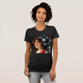 7月のヴィンテージの愛国心が強い芸術の女性第4に印を付けて下さい Tシャツ (正面フル)