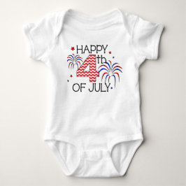 7月の乳児のロンパースの幸せな第4 ベビーボディスーツ