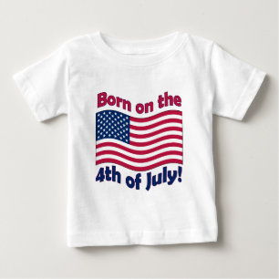 7月の乳児のTシャツの第4 で生まれて下さい ベビーTシャツ