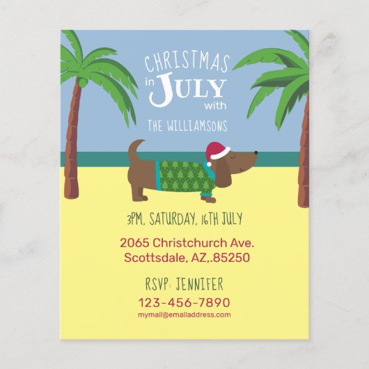 7月の予算のクリスマスパーティの招待状 (正面)