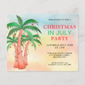 7月の予算クリスマスパームツリーズパーティー招待状 (正面)