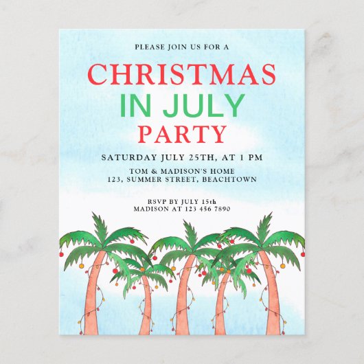 7月の予算パーティの招待状 (正面)