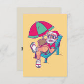 7月の休暇クリスマスにサンタ  サンキューカード (正面/裏面)