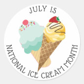 7月の全国アイスクリーム月スタンプ ラウンドシール (正面)