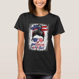 7月の全米トランプ女の子4日Messy Bun Pro Tシャツ