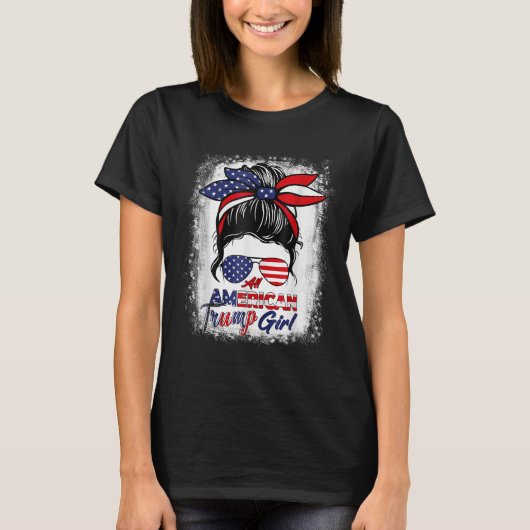7月の全米トランプ女の子4日Messy Bun Pro Tシャツ (正面)