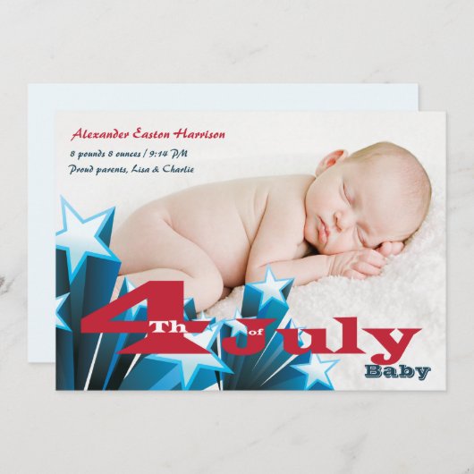 7月の写真の誕生の発表の第4 案内状 (正面/裏面)