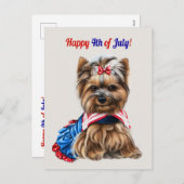 7月の可愛い4thシュナウザーパピー シーズンポストカード (正面/裏面)