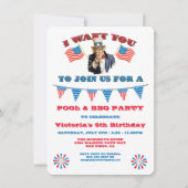 7月の同じ4日のパーティー赤と青 招待状 (正面)