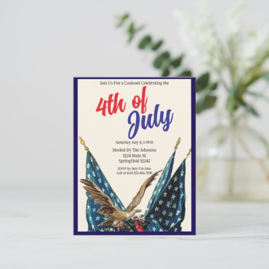 7月の国旗とイーグル愛国心4thクックアウトパーティー 招待状 (スタンド正面)