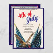 7月の国旗とイーグル愛国心4thクックアウトパーティー 招待状 (正面/裏面)
