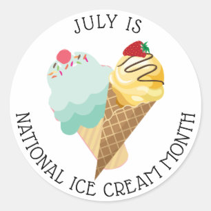 7月の国民のアイスクリーム月のステッカー ラウンドシール