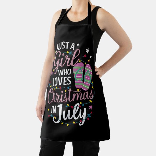 7月の夏にクリスマスが大好きな女の子 エプロン (インサイチュ)