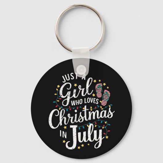 7月の夏にクリスマスが大好きな女の子 キーホルダー (正面)
