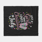 7月の夏にクリスマスが大好きな女の子 フリースブランケット (正面(横))