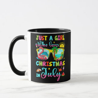 7月の夏にクリスマスが大好きな女の子 マグカップ