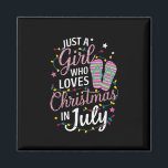 7月の夏にクリスマスが大好きな女の子 マグネット<br><div class="desc">7月のクリスマスを愛する女の子だけのハワイアン夏休み</div>