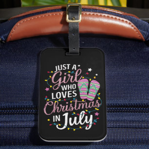7月の夏にクリスマスが大好きな女の子 ラゲッジタグ
