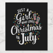 7月の夏にクリスマスが大好きな女の子 ワインラベル (シングルラベル)