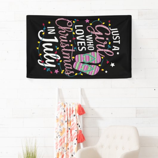 7月の夏にクリスマスが大好きな女の子 横断幕 (インサイチュ)