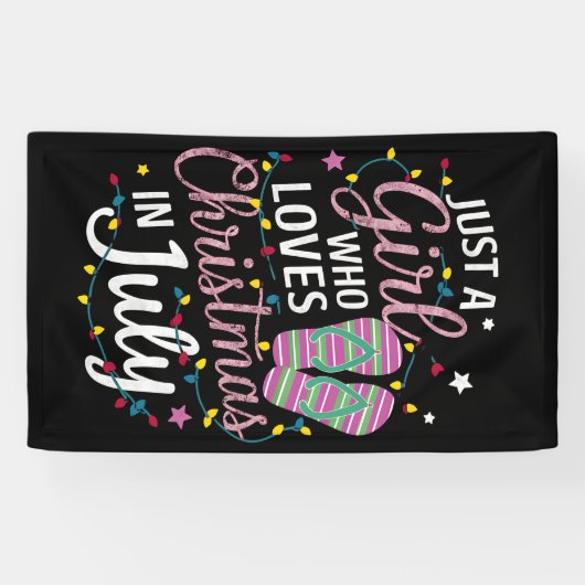 7月の夏にクリスマスが大好きな女の子 横断幕 (横)