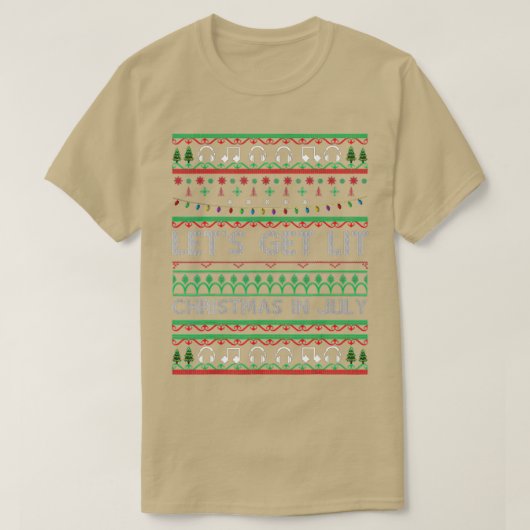 7月の夏のクリスマスにライトクリスマスをゲットしようT Tシャツ (デザイン正面)