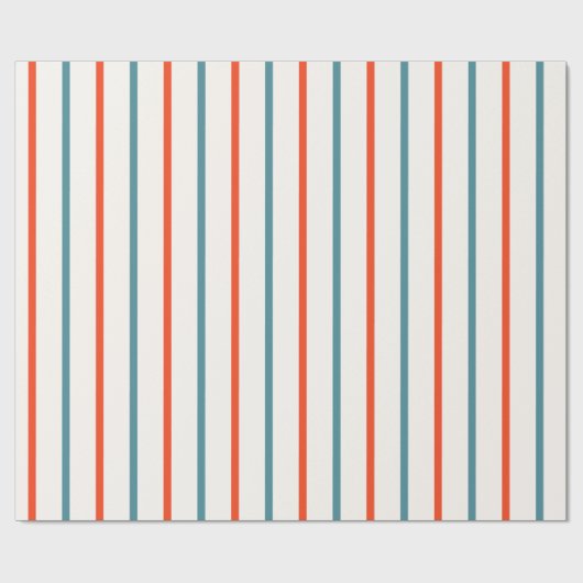 7月の夏のクリスマスオレンジブルーストライプパーティー ラッピングペーパー (フラット)