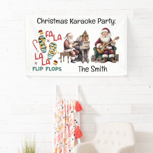 7月の夏のクリスマスサンタクロースビーチ 横断幕 (インサイチュ)