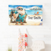 7月の夏のクリスマスサンタクロースビーチ 横断幕 (インサイチュ)