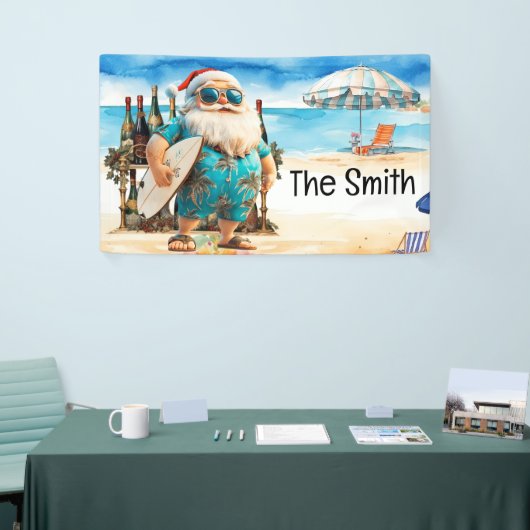 7月の夏のクリスマスサンタクロースビーチ 横断幕 (トレードショー)