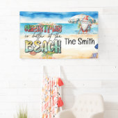 7月の夏のクリスマスサンタクロースビーチ 横断幕 (インサイチュ)