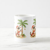 7月の夏のクリスマスビーチでシャム猫 コーヒーマグカップ (中央)