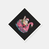 7月の夏のサンタフラミンゴフロアティクリスマス スタンダードカクテルナプキン (角)