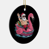 7月の夏のサンタフラミンゴフロアティクリスマス セラミックオーナメント (右)