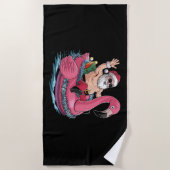 7月の夏のサンタフラミンゴフロアティクリスマス ビーチタオル (正面)