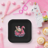 7月の夏のサンタフラミンゴフロアティクリスマス ペーパープレート (パーティー)