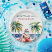 7月の夏のサンタIクリスマス ペーパープレート (パーティー)