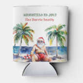 7月の夏のサンタIクリスマス 缶クーラー (正面)