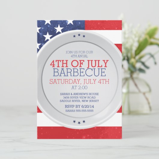7月の夏のバーベキューのパーティーの愛国心が強い旗第4 招待状 (スタンド正面)
