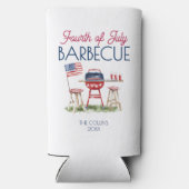 7月の夏のパーティー愛国的バーベキュー国旗 スリム缶クーラー (裏面)