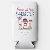 7月の夏のパーティー愛国的バーベキュー国旗 スリム缶クーラー (正面)