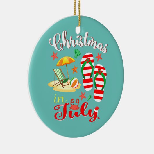 7月の夏のビーチ好きおもしろいのためのクリスマス セラミックオーナメント (右)