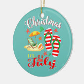 7月の夏のビーチ好きおもしろいのためのクリスマス セラミックオーナメント (左)