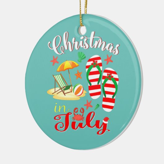 7月の夏のビーチ好きおもしろいのためのクリスマス セラミックオーナメント (左)