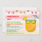 7月の夏の誕生日パーティーのクリスマス  招待状 (正面)