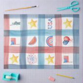 7月の夏の4th愛国的なギンガムアメリカ 薄葉紙 (クラフト)