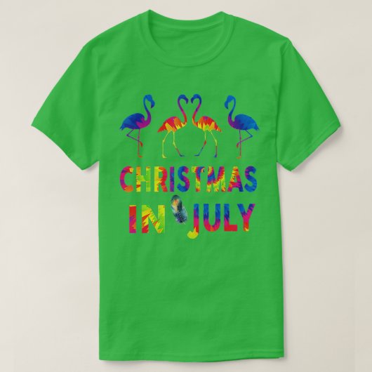 7月の夏のFlaでクリスマスが大好きな女の子 Tシャツ (デザイン正面)
